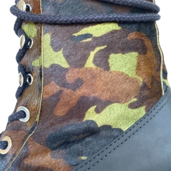 NIB SHUTZ JUNGLE ARMY MAFADA CALF HAIR LEATHER COMBAT BOOTS/BOOTIES SZ: 7.5 / 8 - Picture 2 of 14